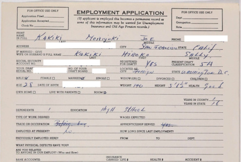Employment application (ddr-densho-424-537)