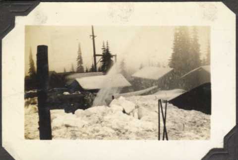 Snow Plow near cabins (ddr-densho-326-482)