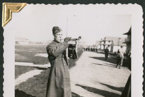 Man playing bugle (ddr-densho-434-92)