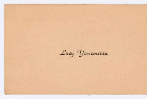 Lucy Yonemitsu's graduation name card (ddr-densho-550-121)