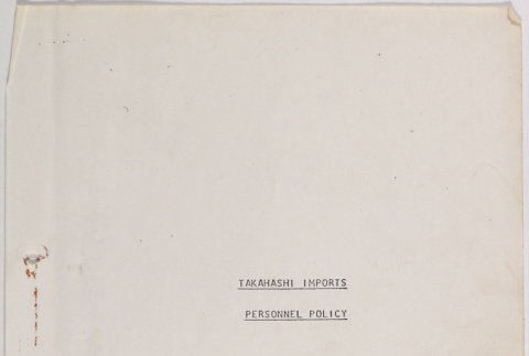Takahashi Imports Personnel Policy (ddr-densho-424-849)