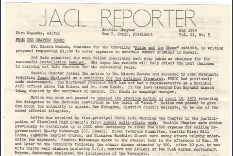 Seattle Chapter, JACL Reporter, Vol. XI, No. 5, May 1974 (ddr-sjacl-1-166)