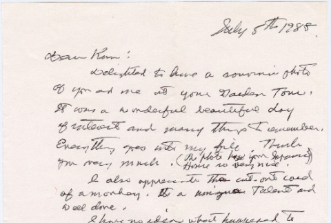 Letter from Mine Okubo to Kaneji Domoto (ddr-densho-329-1209)