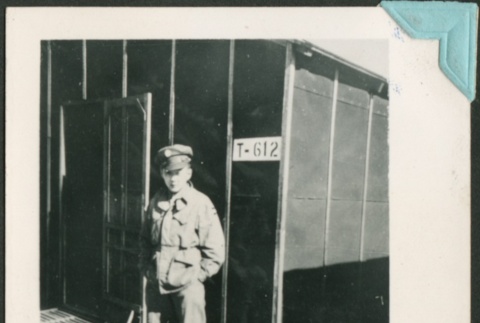 Soldier in front of barracks (ddr-densho-328-311)