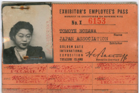 Exhibitor Employee Pass for Golden Gate International Exposition (ddr-densho-410-367)