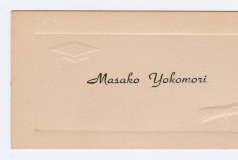 Masako Yokomori's graduation name card (ddr-densho-550-120)