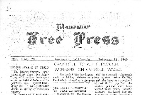 Manzanar Free Press Vol. 6 No. 70 (February 21, 1945) (ddr-densho-125-314)