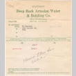 Invoice from Deep Rock Artesian Water & Bottling Co. (ddr-densho-319-507)