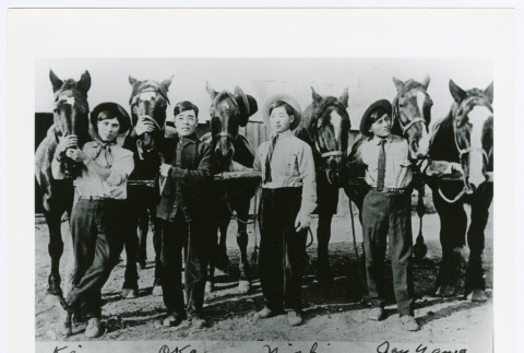Four men with horses (ddr-densho-1007-356)