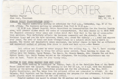 Seattle Chapter, JACL Reporter, Vol. VI, No. 8, August 1969 (ddr-sjacl-1-110)