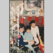Woman and two boys with Christmas stockings (ddr-densho-523-550)