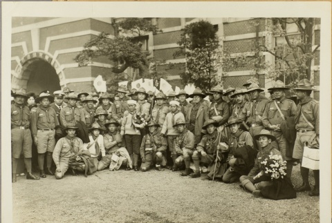 Japanese Boy Scout troop posing for a group photograph (ddr-njpa-13-1200)