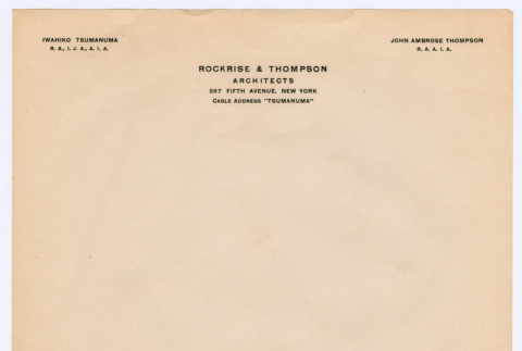 Rockrise & Thompson letterhead (ddr-densho-335-113)