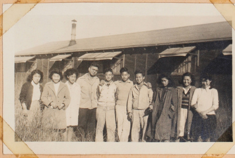 Group photo near barracks (ddr-densho-483-440)