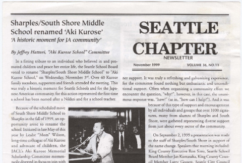 Seattle Chapter, JACL Reporter, Vol. 36, No. 11, November 1999 (ddr-sjacl-1-468)
