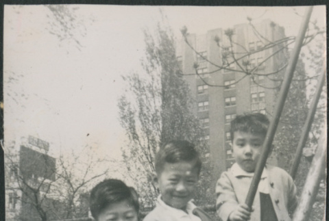 David, Chester Jr. and Gerald Sakura on playground (ddr-densho-523-157)
