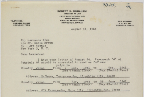 Letter from Robert Murakami to Lawrence Fumio Miwa (ddr-densho-437-38)