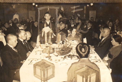 Kocho Otani reading a speech at a party (ddr-njpa-4-1897)
