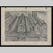 Pencil drawing of Poston barracks (ddr-csujad-55-1889)