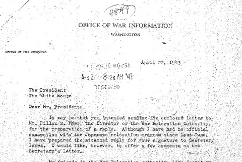 Letter to President Roosevelt from M.S. Eisenhower (ddr-densho-67-89)