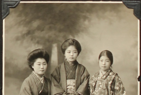 Japanese woman and girls wearing kimono (ddr-densho-259-492)