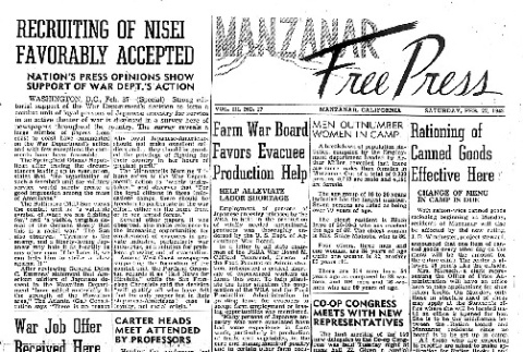 Manzanar Free Press Vol. III No. 17 (February 27, 1943) (ddr-densho-125-108)