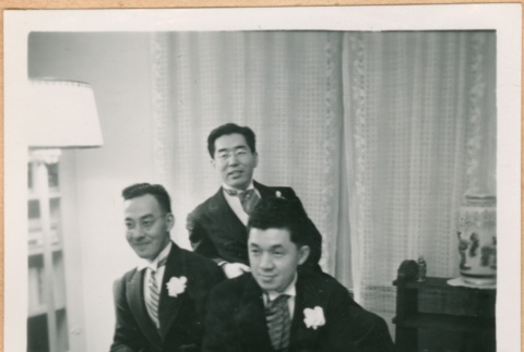 Henri Takahashi in center with Masao Yabuki and Taro Katayama (ddr-densho-410-529)