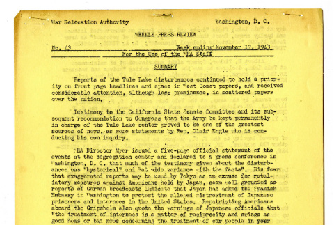 Weekly Press Review, no. 43, November 17, 1943 (ddr-csujad-19-59)