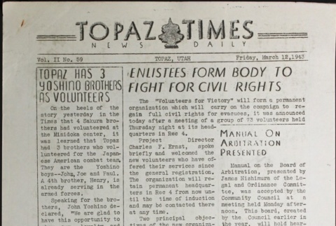 Topaz Times Vol. II No. 59 (March 12, 1943) (ddr-densho-142-122)