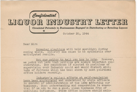 Liquor Industry Letter (ddr-densho-319-603)
