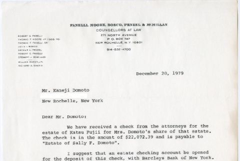 Letter to Kaneji Domoto from Arthur L. Penzel (ddr-densho-578-43)