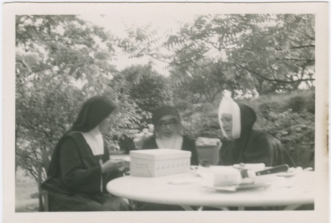 Three nuns seated at table (ddr-densho-330-273)