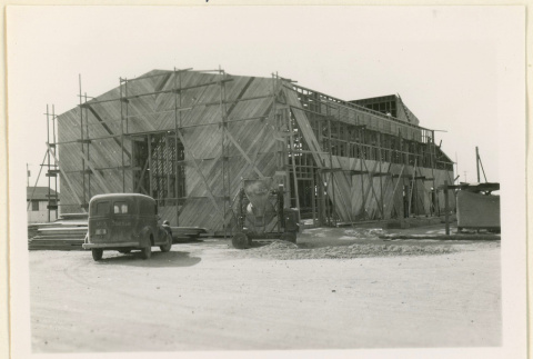 North side of auditorium under construction (ddr-densho-37-1324)