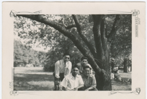 Four men in park (ddr-densho-383-412)