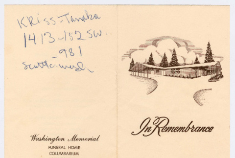 Funeral program for Jick J. Chan (ddr-densho-540-167)