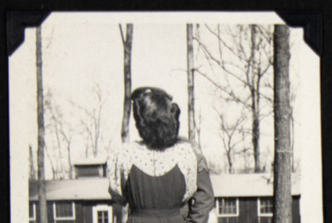 Woman and solider on a pathway (ddr-densho-542-702)