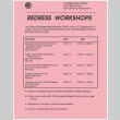 Poster informing the public about Redress workshops in the San Francisco area (ddr-janm-4-11)