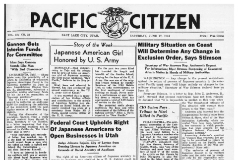 The Pacific Citizen, Vol. 18 No. 21 (June 17, 1944) (ddr-pc-16-25)