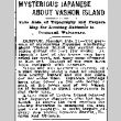 Mysterious Japanese About Vashon Island. Take Note of Topography and Prepare Map for Locating Batteries to Command Waterways. (February 24, 1908) (ddr-densho-56-121)