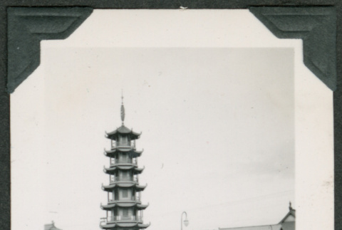 Circular pagoda behind a wall (ddr-densho-475-507)