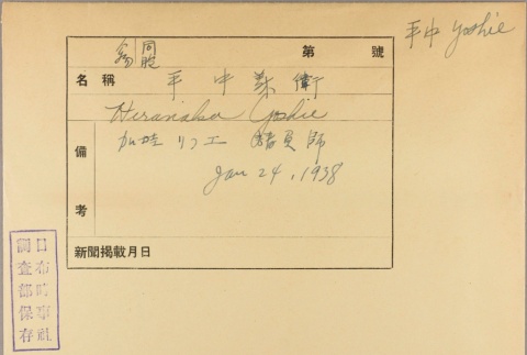 Envelope of Yoshie Hiranaka photographs (ddr-njpa-5-1261)