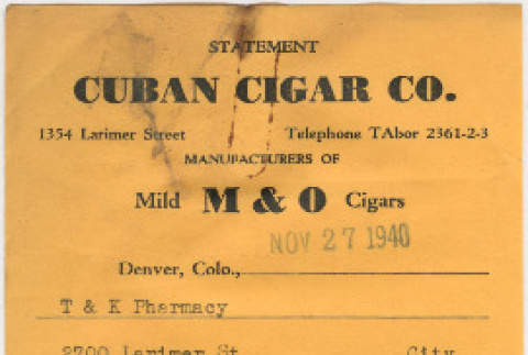 Invoice from Cuban Cigar Co. (ddr-densho-319-509)