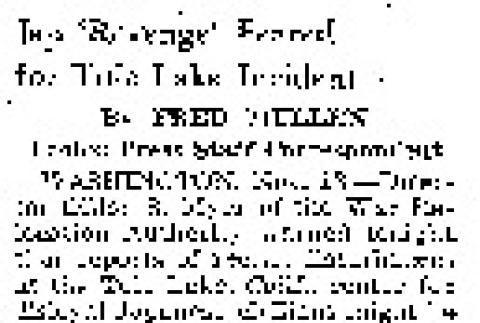 Jap 'Revenge' Feared for Tule Lake Incident (November 14, 1943) (ddr-densho-56-982)