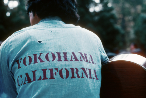Peter Horikoshi wearing a Yokohama, California shirt (ddr-densho-336-1007)
