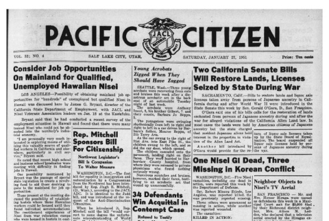 The Pacific Citizen, Vol. 32 No. 4 (January 27, 1951) (ddr-pc-23-4)