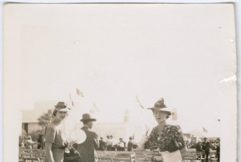 Two women by seating area (ddr-densho-329-764)