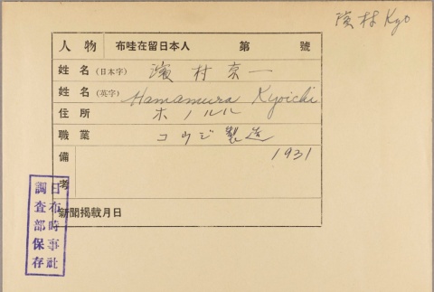 Envelope of Kyoichi Hamamura photographs (ddr-njpa-5-1400)