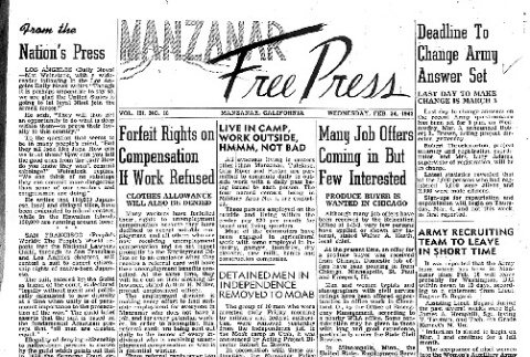 Manzanar Free Press Vol. III No. 16 (February 24, 1943) (ddr-densho-125-107)