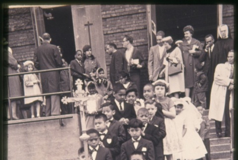 Alter boys and other children outside and on steps of building (ddr-densho-330-121)
