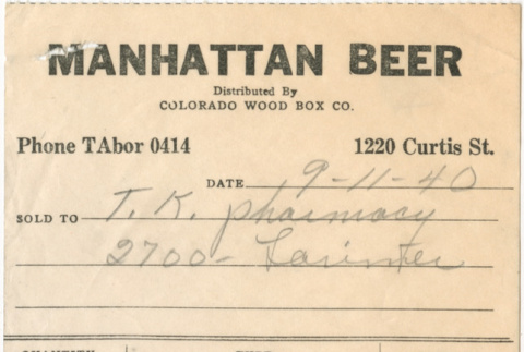 Invoice from Manhattan Beer (ddr-densho-319-524)